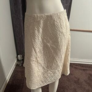 Lauren Ralph Lauren Black Label Patchwork Winter Cream Lace skirt, size 14